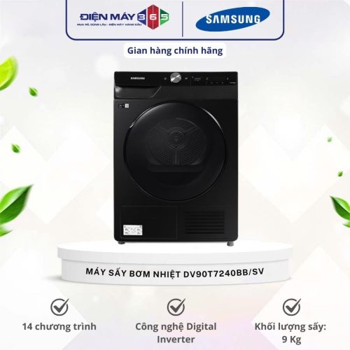 Máy Sấy Bơm Nhiệt Samsung AI Inverter 9 Kg DV90T7240BB/SV