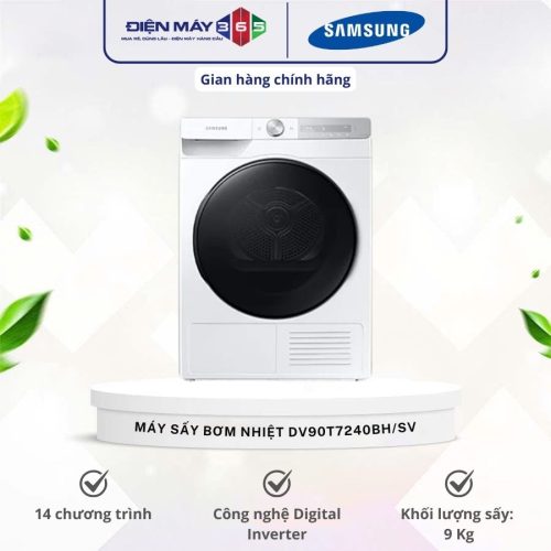 Máy sấy bơm nhiệt Samsung 9 kg DV90T7240BH/SV
