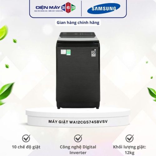 Máy Giặt Samsung Inverter 12 kg WA12CG5745BVSV cửa trên