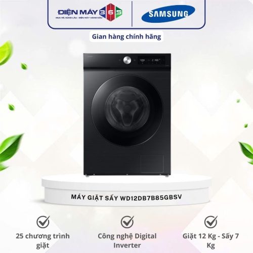 Máy Giặt Sấy Samsung Inverter Giặt 12 kg - Sấy 7 kg WD12DB7B85GBSV
