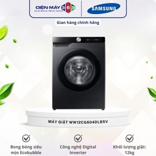 Máy Giặt Samsung AI EcoBubble Inverter 12 kg WW12CG604DLBSV cửa trước