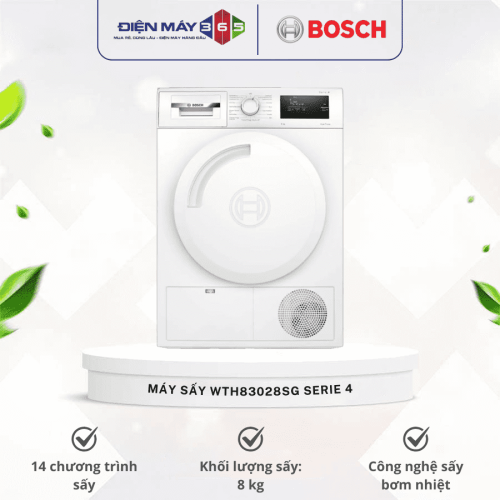 Máy Sấy Bơm Nhiệt Bosch 8 Kg WTH83028SG Serie 4