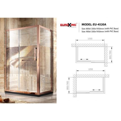 Kích thước phòng tắm vách kính Euroking EU-4520A 800mm